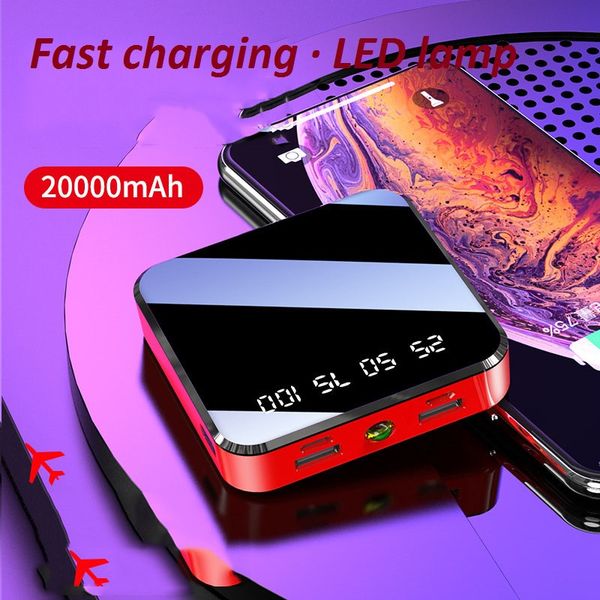 

new style 20000mah power bank 2usb mini large external battery portable power bank charger for iphone samsung ipad intelligent mobile phone