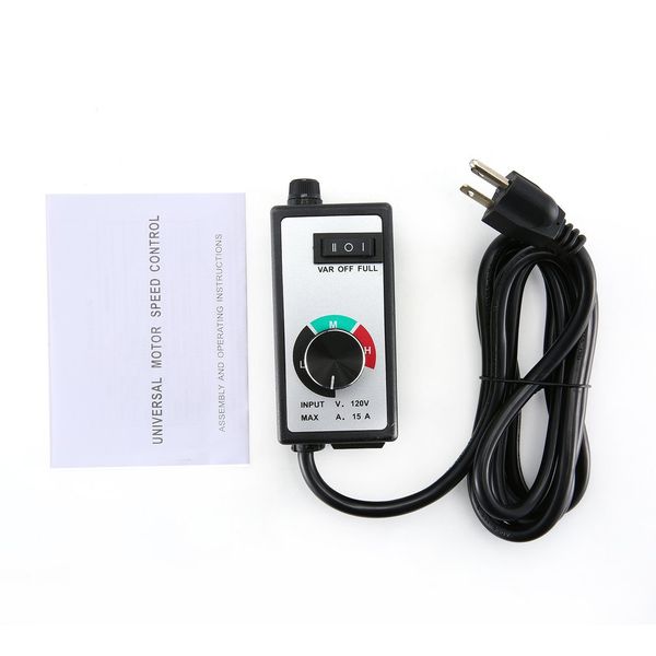 

universal motor speed control variable voltage router fan speed control controller 120v ac 15 amps with 6ft cable