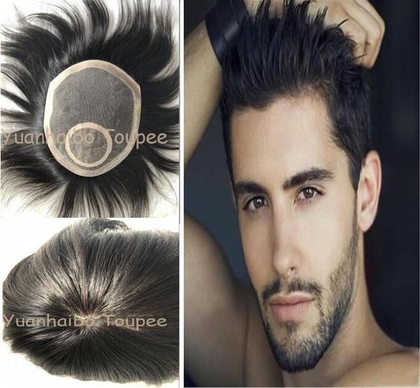 2019 Lace Wig For Black Men Toupee Mens Lace Stockings Silk Top On