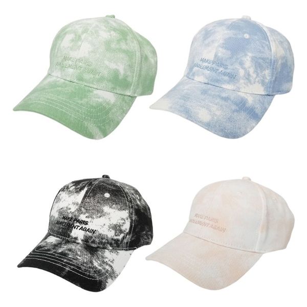 

women men cotton baseball cap tie-dye gradient color print letters embroidery hip hop adjustable harajuku snapback hat, Blue;gray
