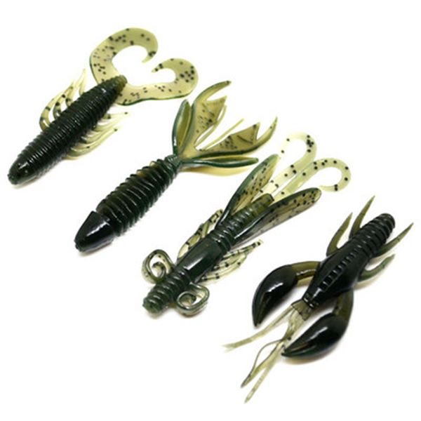 

4pcs soft fish bionic baits silicone maggot shrimp fish baits lures 4 colors