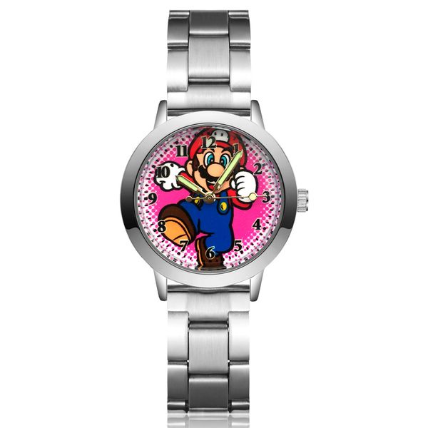 

cute cartoon cute pretty mario style children's watches kids student girls boys quartz metal steel wrist watch ja149, Blue