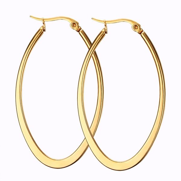 

ip gold plated 316l stainless steel elegant larger size women hoop earrings fashion costume jewelry trendy big earrings for women, Golden;silver