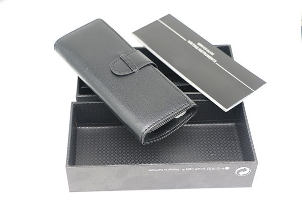 

luxury genuine leather black mb pen pouch bag + luxury box + manual