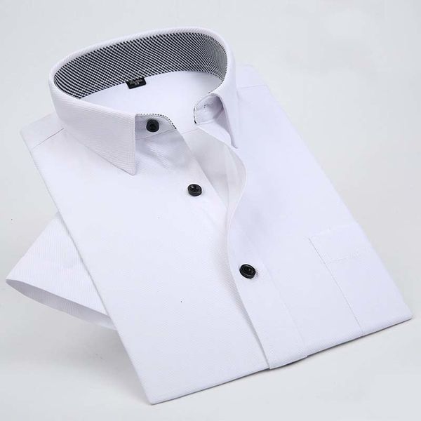 

quality office business formal mens dress tails shirt short sleeve shirts casual brand summer men shirt slim fit striped, White;black