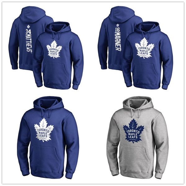 

34 auston matthews 16 mitchell marner toronto maple leafs backer name and number pullover hoodie hockey mens designer hoodies printed logos, Blue;black