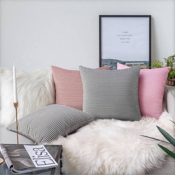 Pillow Case Double Striped Pillow Cover Geometric Throw Cushion