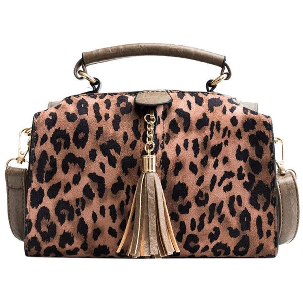 

women shoulder bag pu leather leopard print tessel ladies messenger bag versatile femlae purse crossbody bags 2020 bolsa feminin