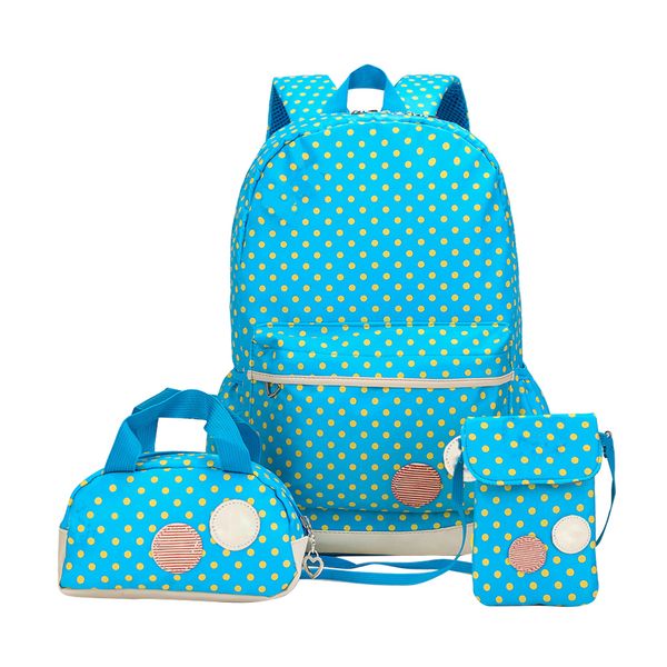 

3pcs/set waterproof lightweight ergonomics school bag set backpack cute high density fashion non pressure dot bow knot mesh kids