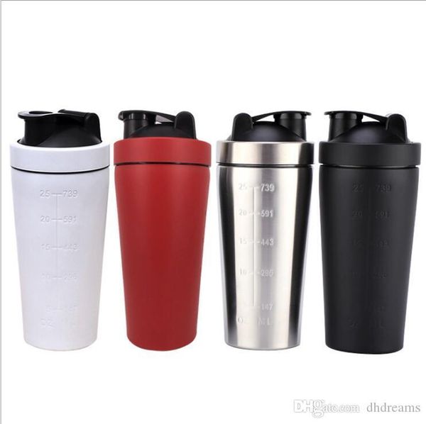 

25oz shake sports stainless steel water bottle protein powder shaker water bottle cups fitness home tool