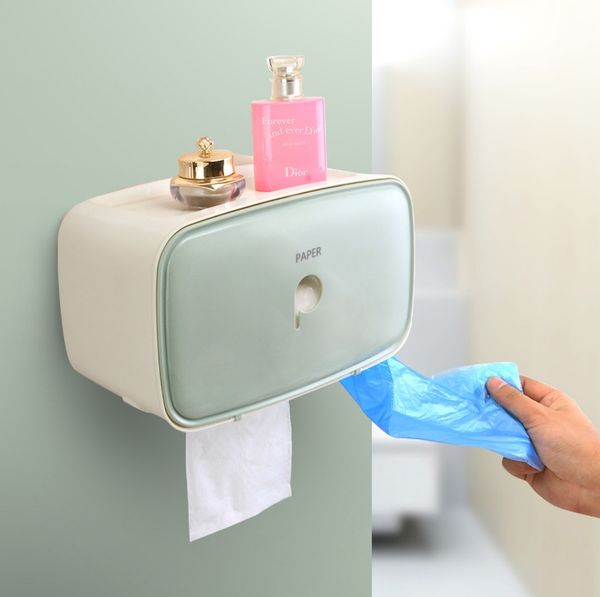 

multi-functional toilet paper extraction box sundries storage box waterproof plastic bathroom wall mounted toilet paper boxlf898 bathroom si