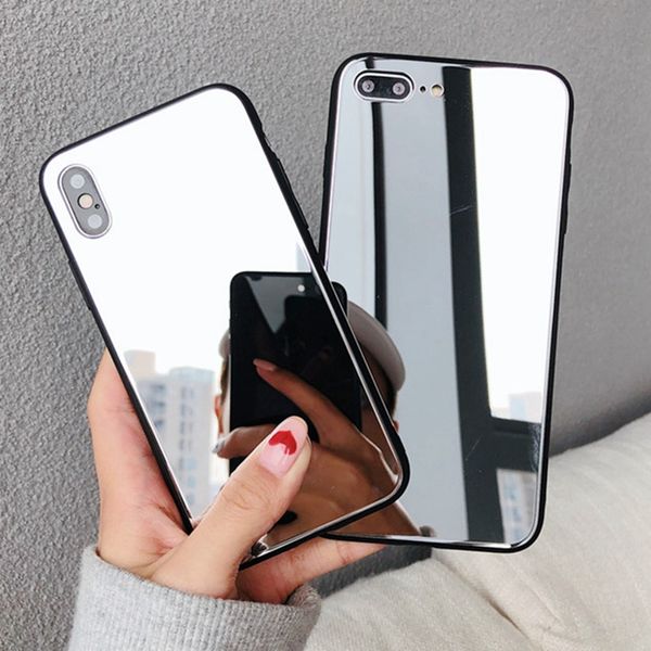 Caso di lusso completa specchio in silicone per iPhone 7 8 6 6S Plus X 10 xr XS 11 Pro di prova Max Bling Bling placcatura TPU goccia di copertura