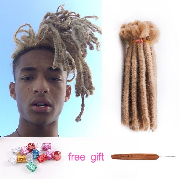 

100% human hair dreadlocks 6 8 12inch 20 strands handmade dread locks synthetic dreads hip-hop style camel color hair extensions, Black