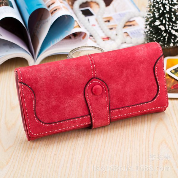 

women's pu wallet long retro sand splice women's wallet, Red;black