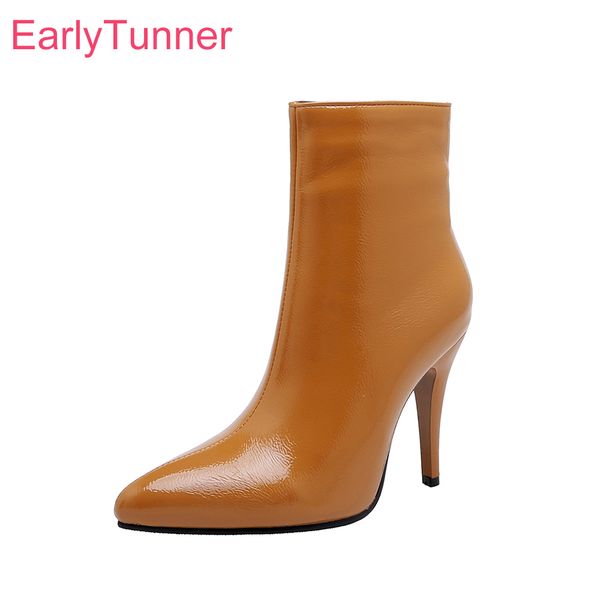 

brand new yellow black women ankle dress boots spike high heels lady party shoes eh125 plus big small size 11 30 43 45 48