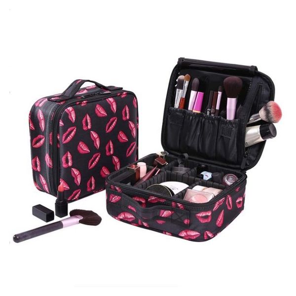 

2019 women cosmetic bag case travel makeup organizer professional make up storage box cosmetics pouch bag beauty artist case y190702, Black;red