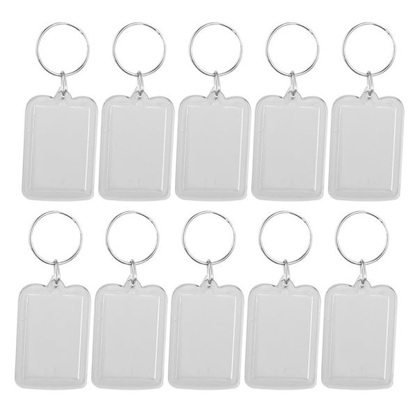 30pcs Rettangolo Blank Insert Photo Picture Frame Split Ring Keychain (5 * 3.3cm) Fashion Portachiavi Portachiavi Anelli