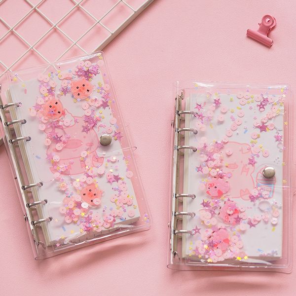 

розовые цветы дневник тетрадь спираль дневник дневник пвх обложка bling bling a6 планировщики подарок на день рождения для школьницы канцеля, Purple;pink
