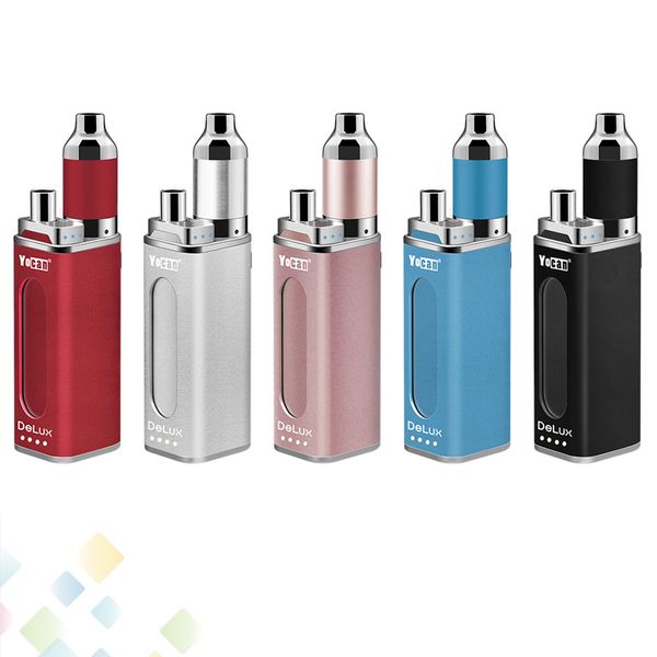 

Original Yocan DeLux Kit 1500mAh 450mAh 2-in-1 Box Mod Battery Wax Thick Oil Atomizer 5 Colors Vape Starter Kits DHL Free