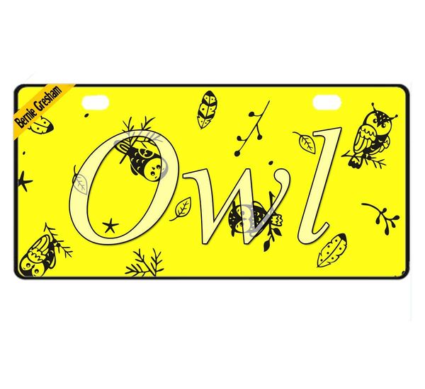 2019 Bernie Gresham License Plate Cover Owl Metal License Plate