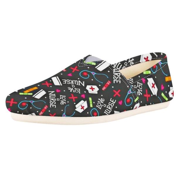 

hycool fashion shoes cartoon equipment pattern women slacker shoes ladies slip-on canvas loafers spring autumn, Black