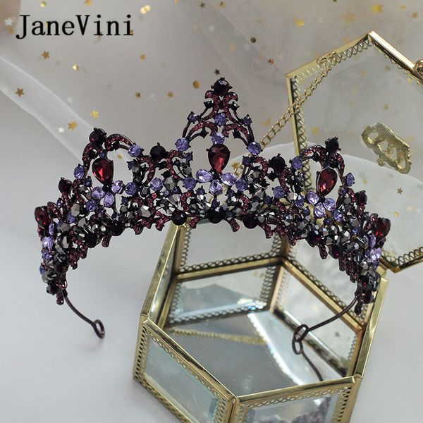 

janevini european purple crystal bridal crowns tiaras rhinestone princess pageant crown baroque wedding hair jewelry accessories, Golden;white