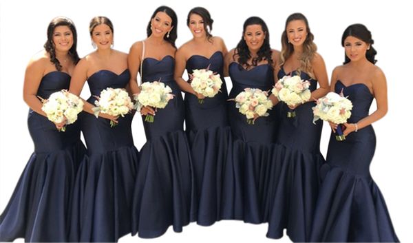 

mermaid bridesmaid dresses dark blue satin sweetheart plus size long party prom dress gowns robes de demoisel, White;pink