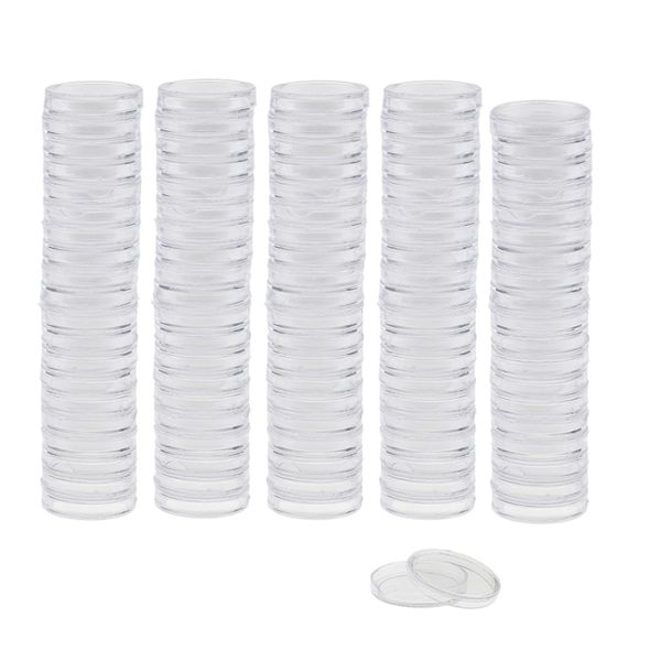 

100 pieces plastic applied clear round cases coin storage capsules holder multi-size
