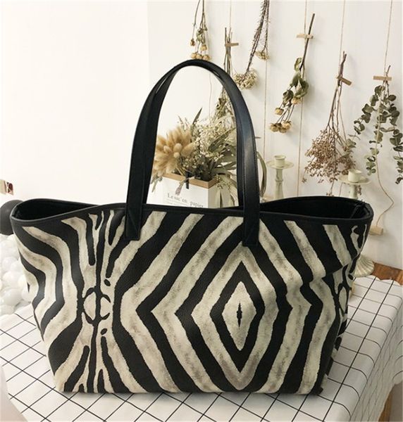 

designer handbag zebra pattern portable new women's bag in large capacity travel single shoulder fashion versatile tote bag 4
