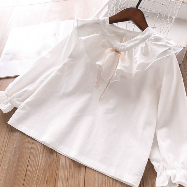 

spring 2020 v-neck pullover girls shirt children's clothing wholesale, White;black