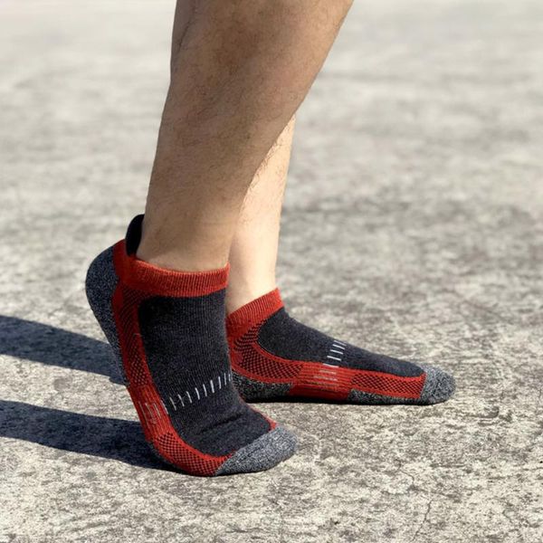

men 5pairs spring autumn ergonomic elastic ankle athletic socks outdoor sports cotton blend sweat absorption running cycling, Black