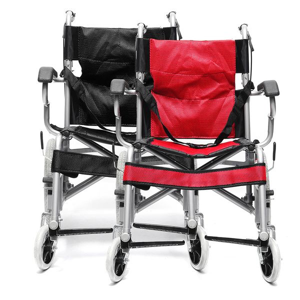 

portable foldable lightweight solid medical wheelchair armrest footrest with brakes elderly disabled 13kg anti-roll rear wheel