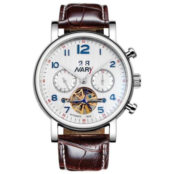 

fashion new mens car series white automatic mechanical buckle wrist watch male wristwatc gift watch, Slivery;brown