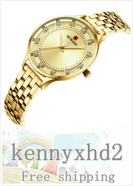 

rd21003l fashionable steel band quartz inlaid diamond women's watch waterproof, Slivery;brown