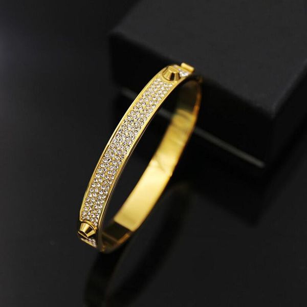 

2020 горячий продавать марка bijoux браслеты rivet 316 l титана ювелирных изделий из нержавеющей стали полный кристалл браслеты браслеты мод, Black