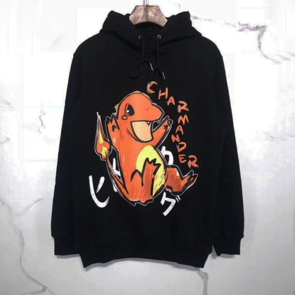 

mens designer hoodies little fire dragon printing fashion brand hoodie loose men hooded pullover sweater s-xl, Black
