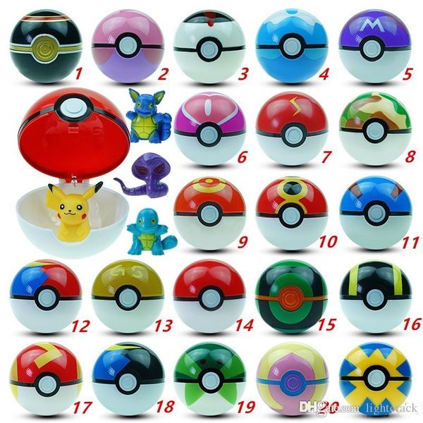 

New arrival 21 kind pikachu elf ball 7cm anime ball with 3cm action figure uper ma ter fairy ball toy ab pokball