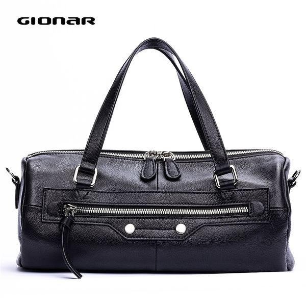 

gionar luxe high-end zacht echt koe lederen barrel bag designer handtas voor vrouwen zwart crossbody handvat tas