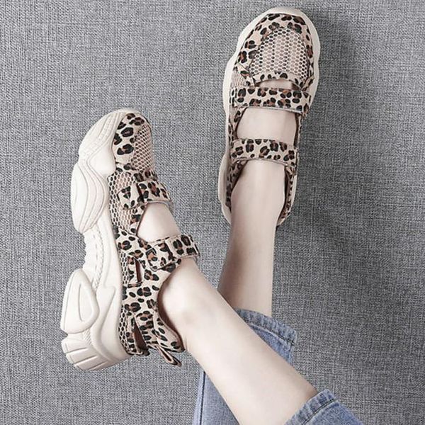 

leopard sandals wedges shoes for women sandals high heels platform 2020 summer sneaker ladies shoes chaussures femme, Black