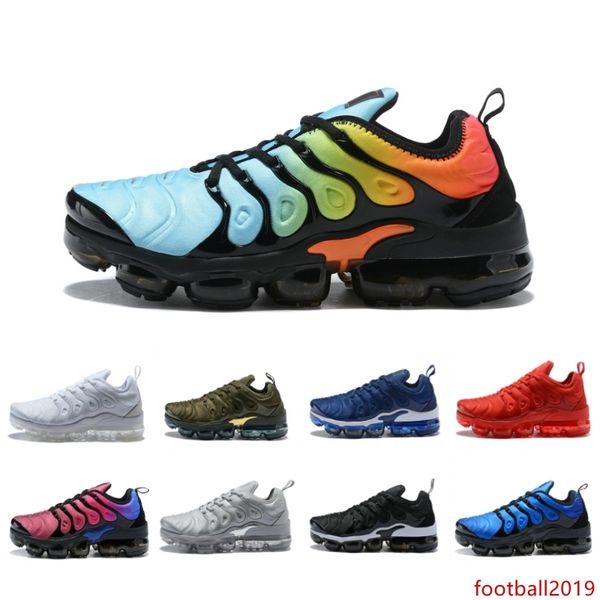 

2019 designer plus tn running shoes mens womens new black red yellow blue running trainers sneakers size 36-45