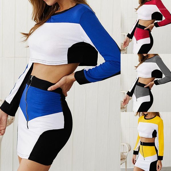 

fashion panelled color neck belly buttom skinny sets new womens sets womens two piece dresses new style, White