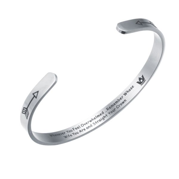 

день рождения подарок для жены браслет всякий раз, когда вы чувствуете себя пораженными straight ваша корона mantra браслет-манжета для женщ, Black