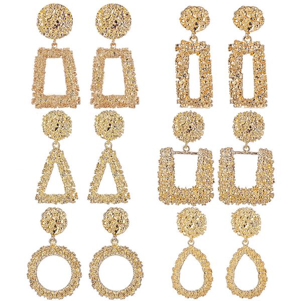 

bohemia vintage earrings for women gold color geometric statement dangle earring 2019 metal earing hanging fashion jewelry trend, Silver