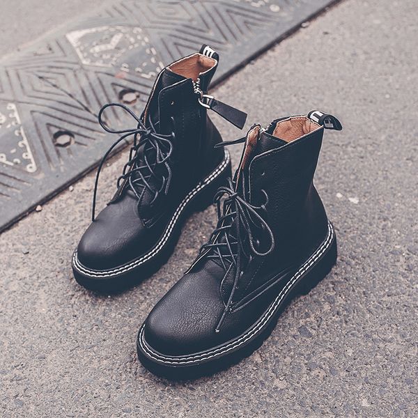 

women shoes black female fashion ankle boots autumn winter ankle boots pu leather women work shoes round toe lace-up