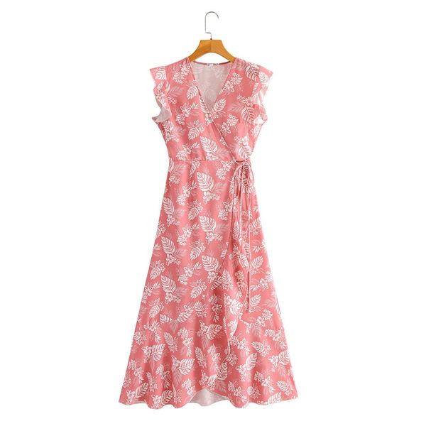 

europe and the united states 2020 summer new slim slimming french v-neck printing sleeveless lace-up dress women, Black;gray