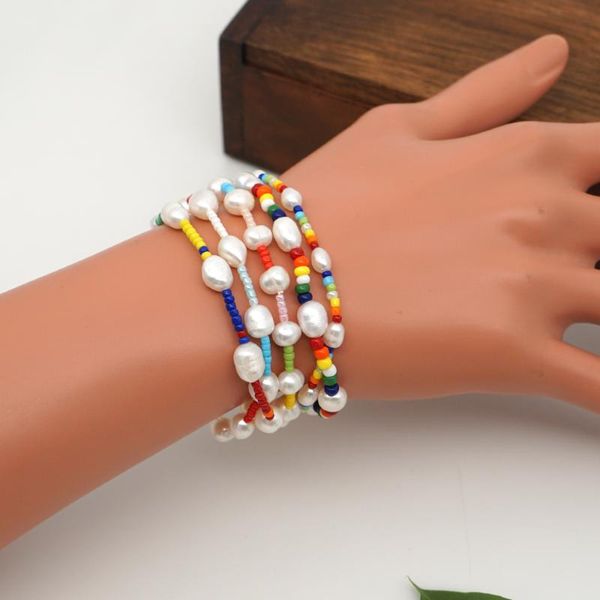 

go2boho bohemian bracelets real natural pearls bracelet gift for women boho jewelry pulseras accesorios mujer handmade gift, Black