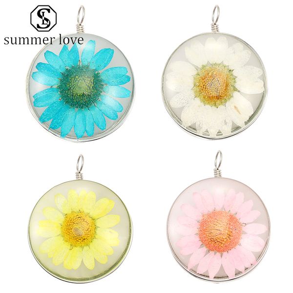 

new arrival dry flower glass pendant bracelet necklace 4 colour trendy charm vitality of lifejewelry gift for women men y, Bronze;silver