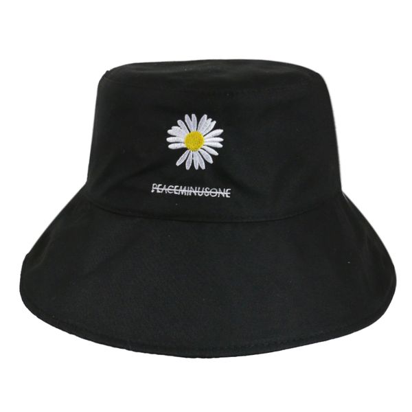 

winfox 2020 spring summer women bucket fishing hats sunscreen sun cap little daisies embroidery fisherman hat kpop cap cotton