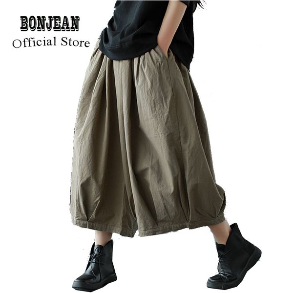 

women 100% cotton wide leg pants culottes trousers big loose oversized retro fashion casual for spring summer az20351439, Black;white