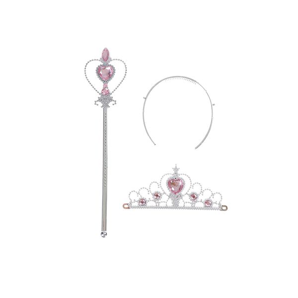 

2018 girls 1 set children diamond crowns tiaras + magic wands kids christmas party gift lovely princess cosplay accessories